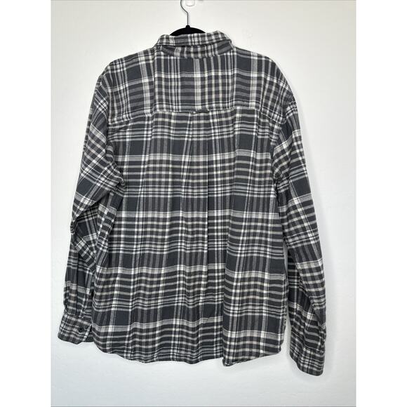 Woolrich Shirt Mens XL Gray White Plaid Flannel Trout Run Button Up Work Thick - Picture 4 of 8